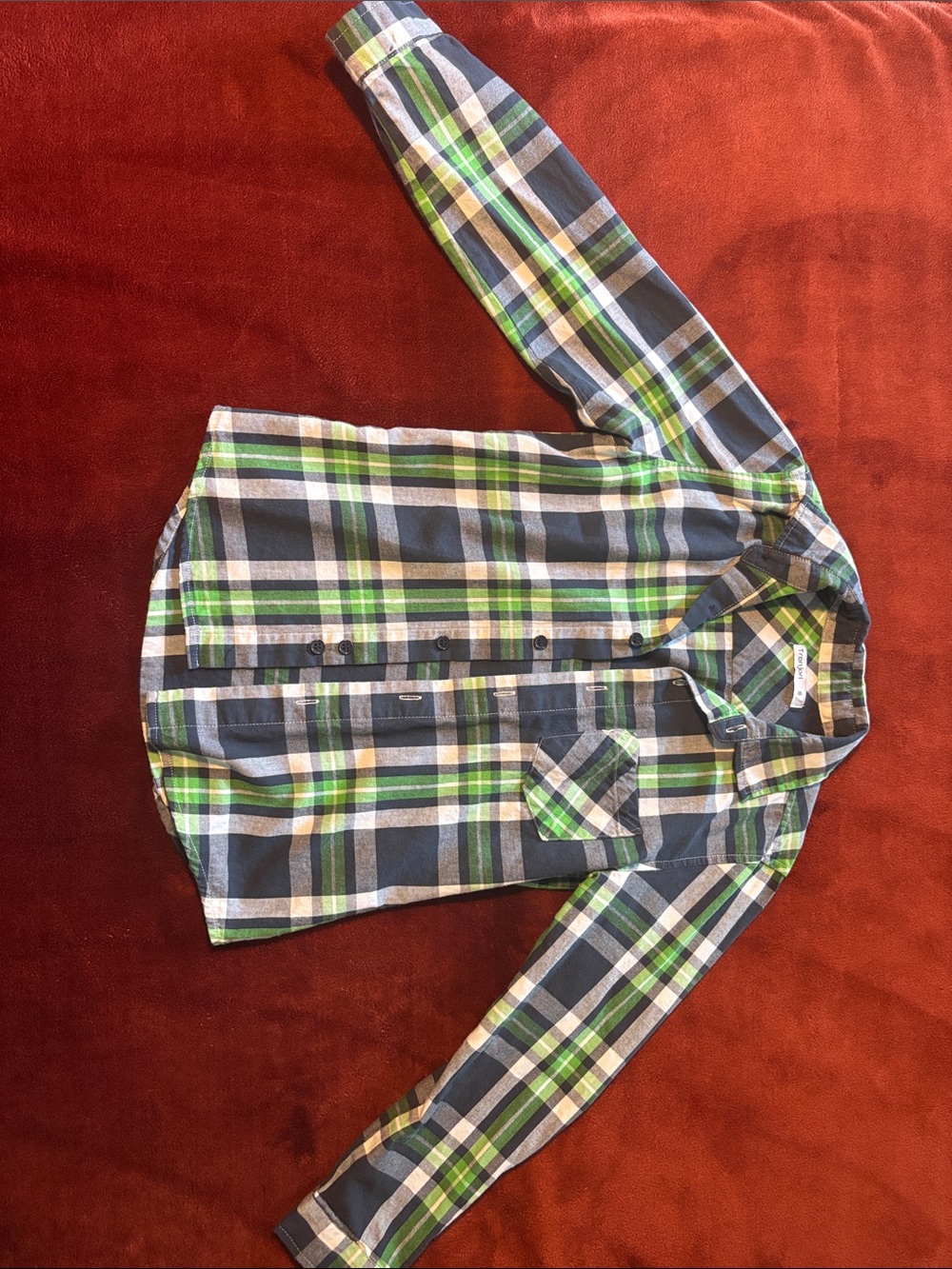 Classic Green & Blue Plaid Button-Up Kids Shirt